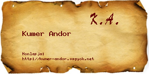 Kumer Andor névjegykártya
